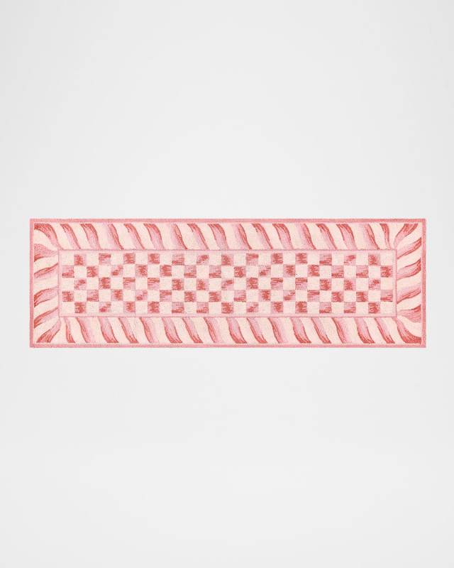 Rosy Check Rug, 2'6" x 8'